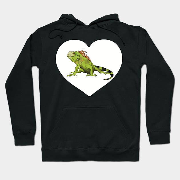 Iguana Heart for Iguana Lovers, White Hoodie by Mochi Merch